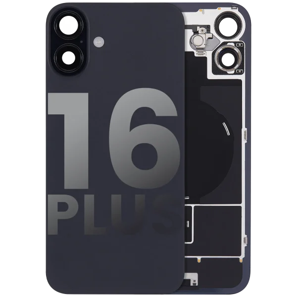 Iphone 16 Plus ile Uyumlu Arka Cam Çelik Plakalı Kablosuz NFC Şarj MagSafe Mıknatıs ve El Feneri Esnek ile Uyumlu Full  Siyah
