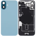 Iphone 16 Plus ile Uyumlu Arka Cam Çelik Plakalı Kablosuz NFC Şarj MagSafe Mıknatıs ve El Feneri Esnek ile Uyumlu Full  Teal - Görsel 2