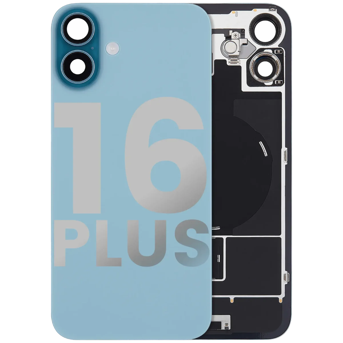 Iphone 16 Plus ile Uyumlu Arka Cam Çelik Plakalı Kablosuz NFC Şarj MagSafe Mıknatıs ve El Feneri Esnek ile Uyumlu Full  Teal
