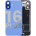 Iphone 16 Plus ile Uyumlu Arka Cam Çelik Plakalı Kablosuz NFC Şarj MagSafe Mıknatıs ve El Feneri Esnek ile Uyumlu Full  Ultramarine