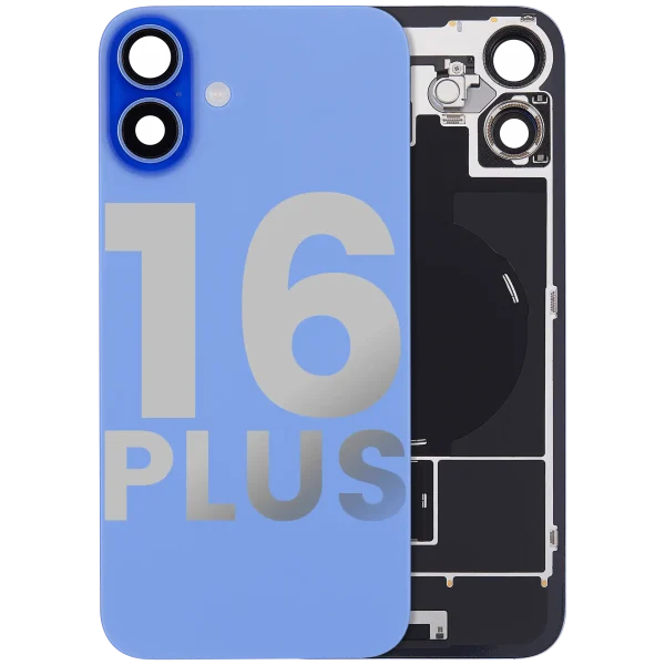 Iphone 16 Plus ile Uyumlu Arka Cam Çelik Plakalı Kablosuz NFC Şarj MagSafe Mıknatıs ve El Feneri Esnek ile Uyumlu Full  Ultramarine