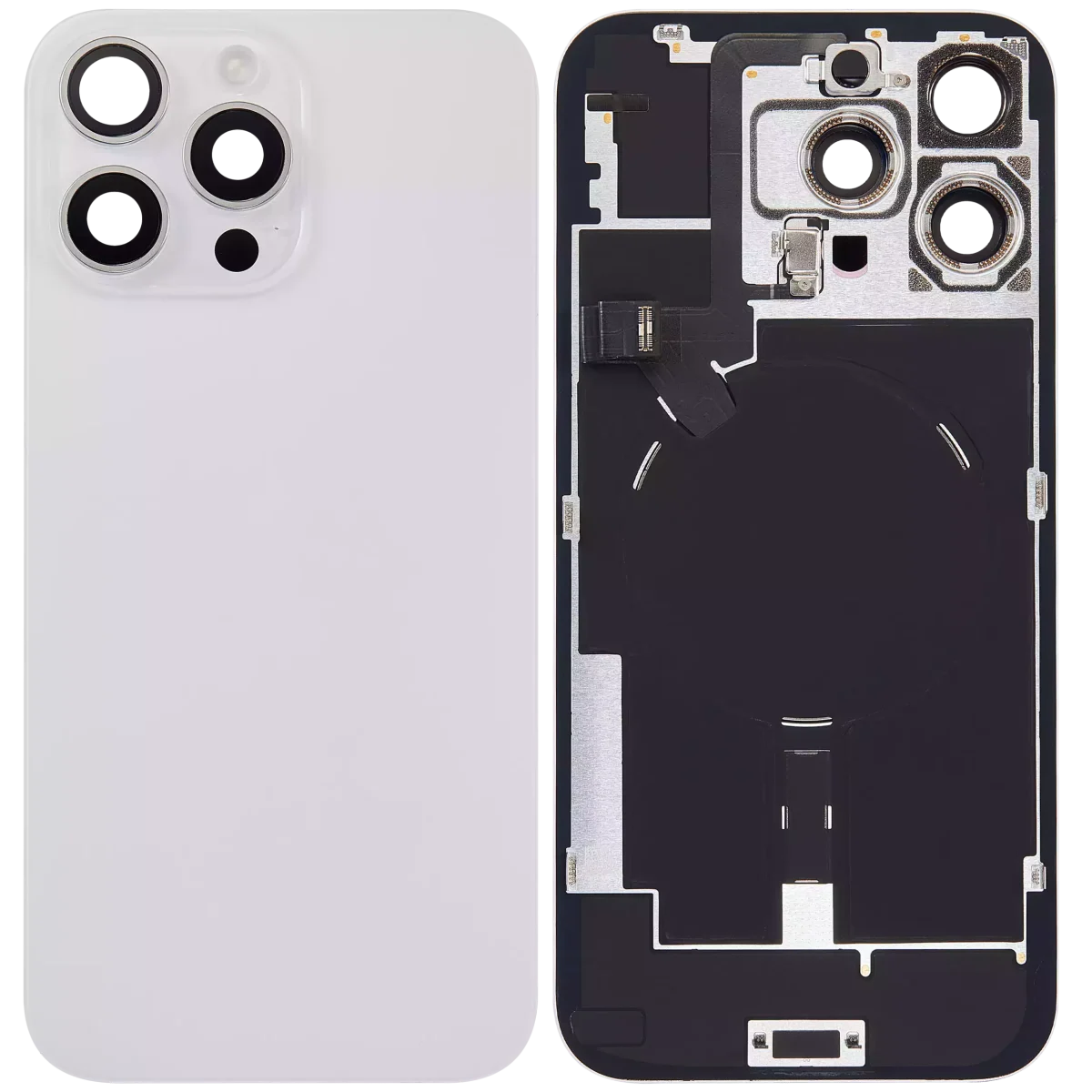 Iphone 16 Pro Max ile Uyumlu Arka Cam Çelik Plakalı Kablosuz NFC Şarj MagSafe Mıknatıs ve El Feneri Esnek ile Uyumlu Full Beyaz Titanyum - Görsel 2