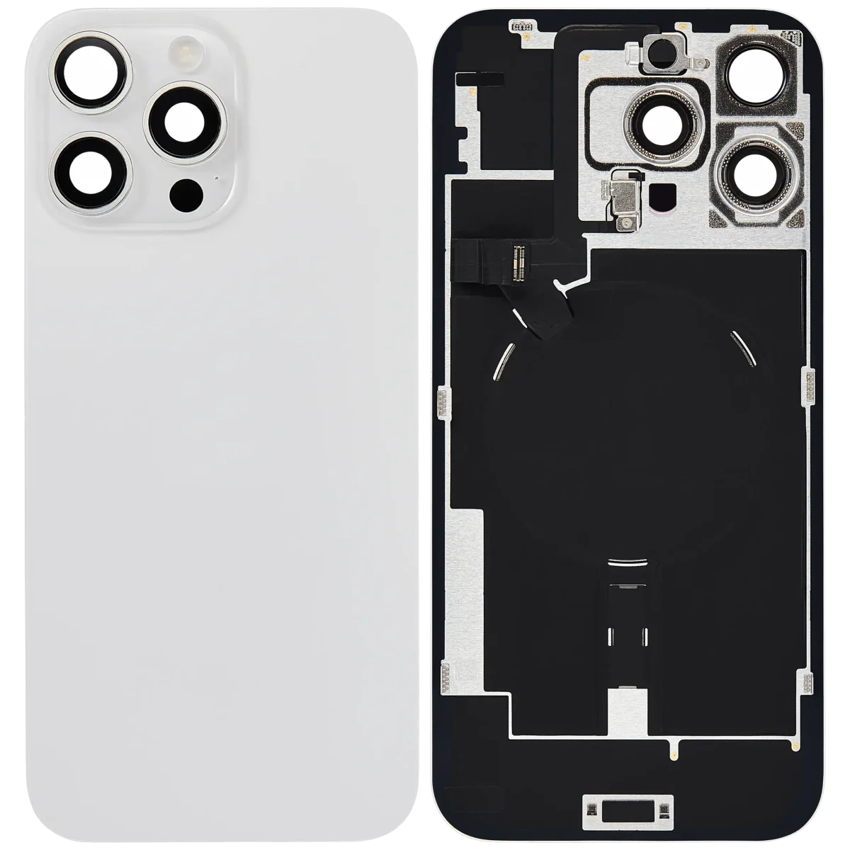Iphone 16 Pro Max ile Uyumlu Arka Cam Çelik Plakalı Kablosuz NFC Şarj MagSafe Mıknatıs ve El Feneri Esnek ile Uyumlu Full  Beyaz Titanyum - Görsel 2
