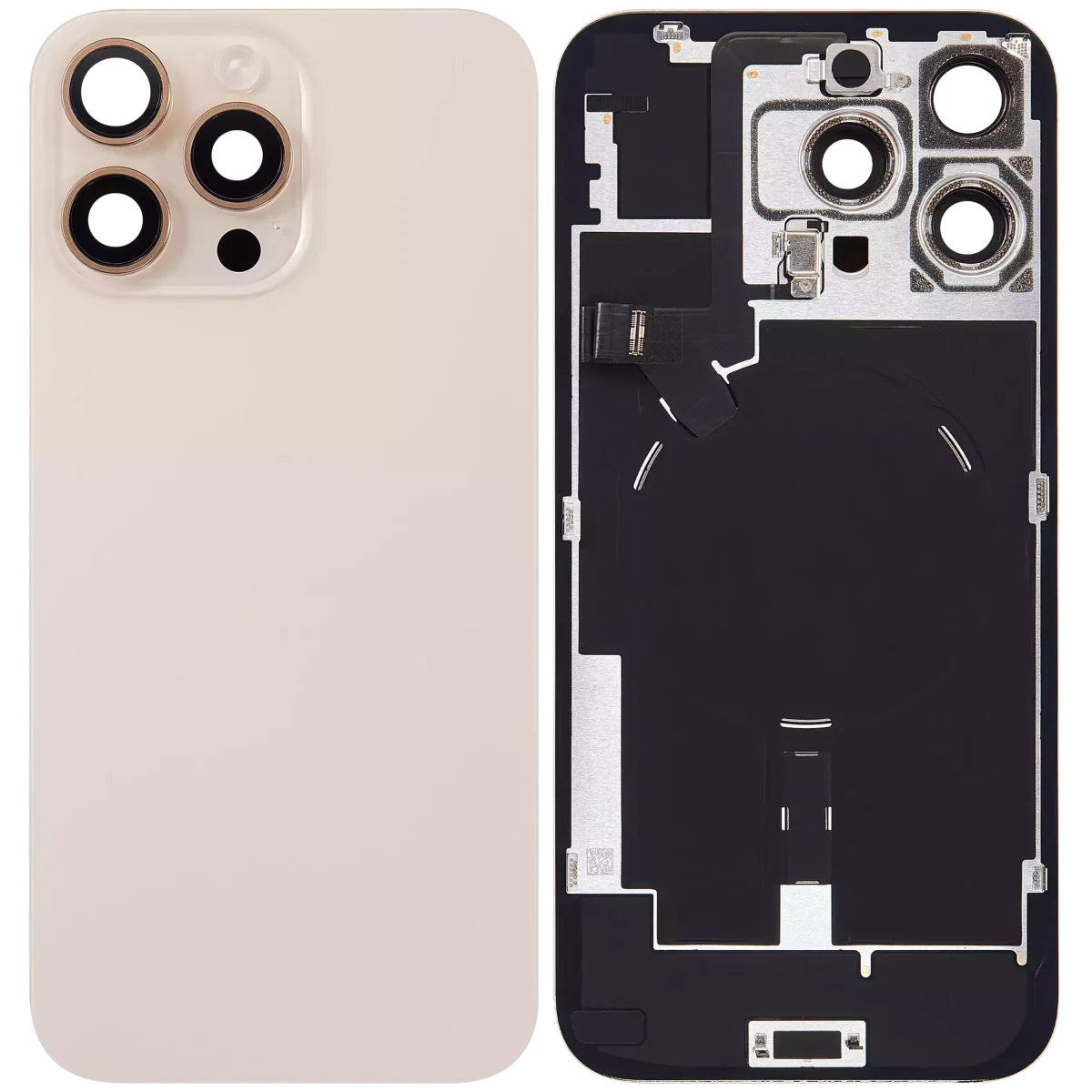 Iphone 16 Pro Max ile Uyumlu Arka Cam Çelik Plakalı Kablosuz NFC Şarj MagSafe Mıknatıs ve El Feneri Esnek ile Uyumlu Full Çöl Titanyumu - Görsel 2
