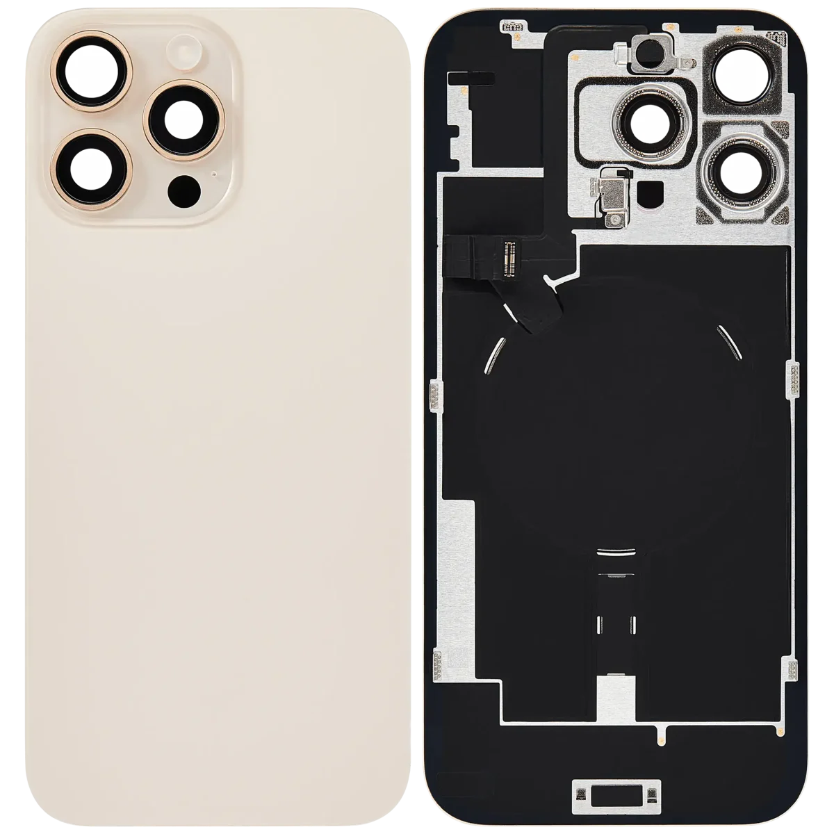 Iphone 16 Pro Max ile Uyumlu Arka Cam Çelik Plakalı Kablosuz NFC Şarj MagSafe Mıknatıs ve El Feneri Esnek ile Uyumlu Full  Çöl Titanyumu - Görsel 2