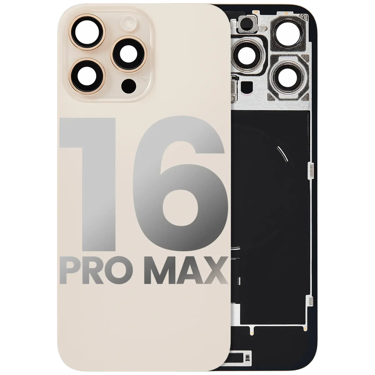 Iphone 16 Pro Max ile Uyumlu Arka Cam Çelik Plakalı Kablosuz NFC Şarj MagSafe Mıknatıs ve El Feneri Esnek ile Uyumlu Full  Çöl Titanyumu