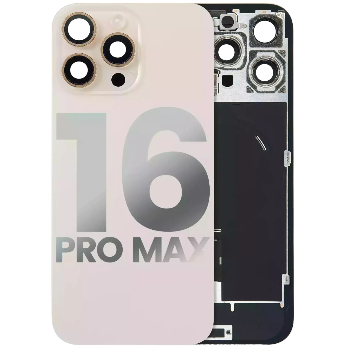 Iphone 16 Pro Max ile Uyumlu Arka Cam Çelik Plakalı Kablosuz NFC Şarj MagSafe Mıknatıs ve El Feneri Esnek ile Uyumlu Full Çöl Titanyumu