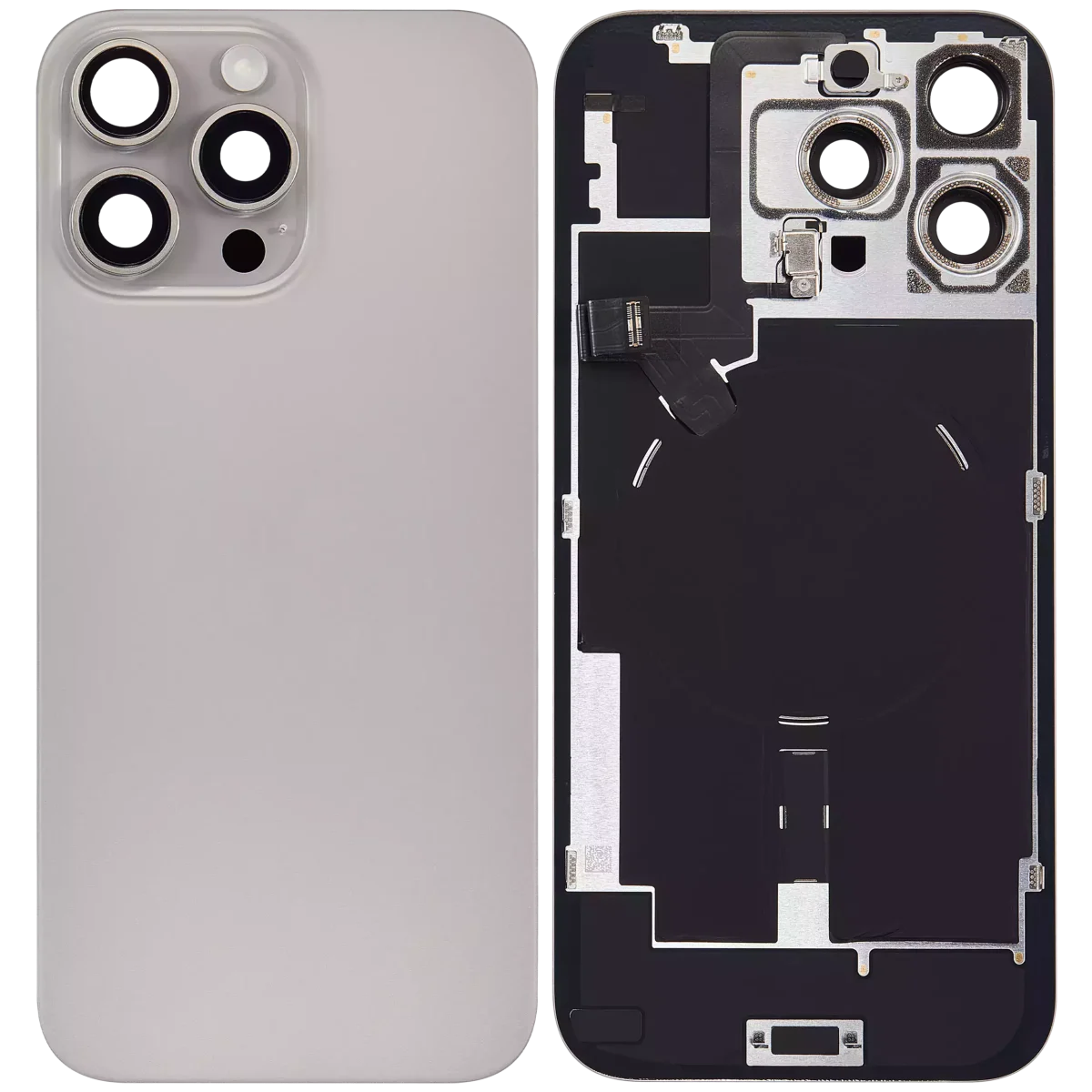 Iphone 16 Pro Max ile Uyumlu Arka Cam Çelik Plakalı Kablosuz NFC Şarj MagSafe Mıknatıs ve El Feneri Esnek ile Uyumlu Full Doğal Titanyum - Görsel 2