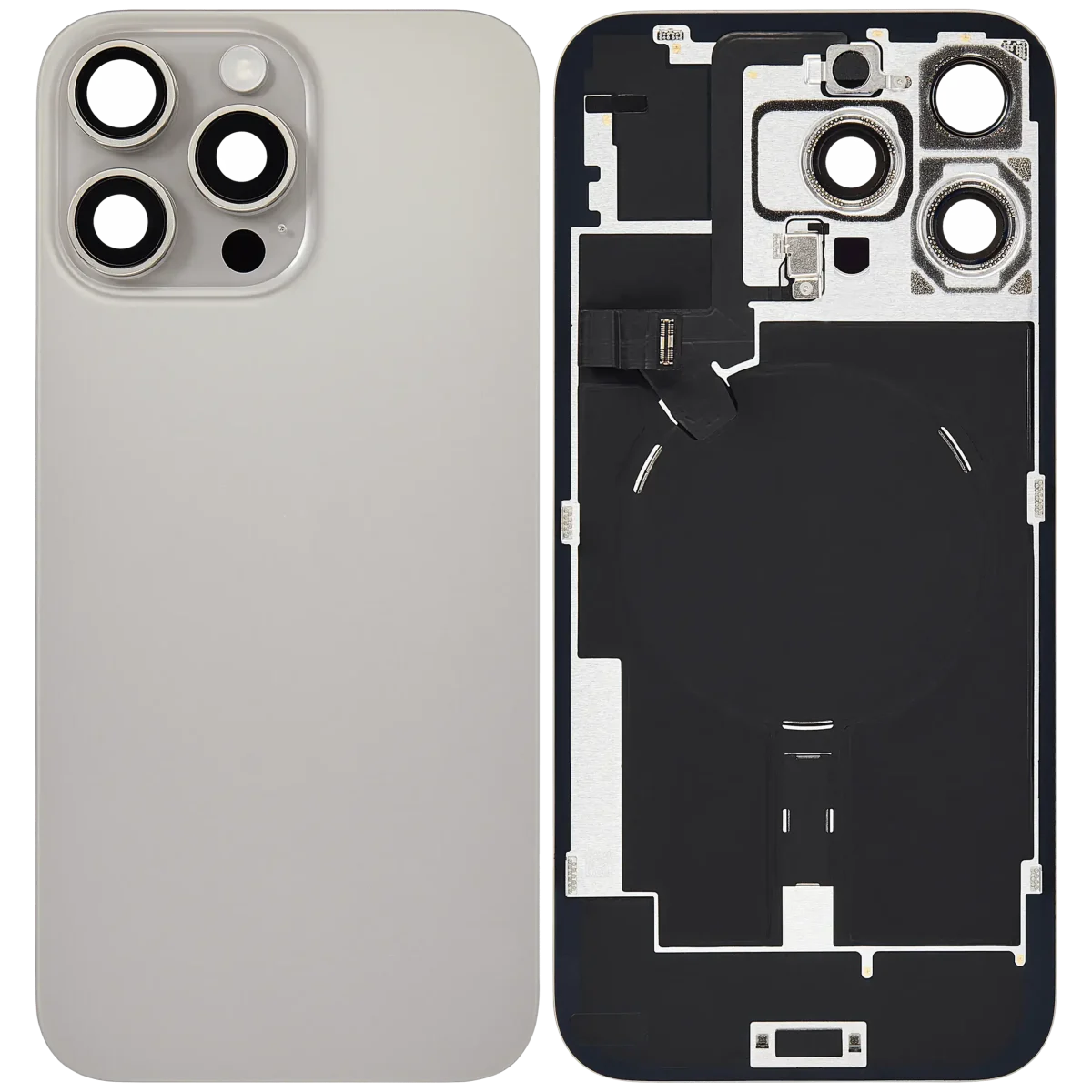 Iphone 16 Pro Max ile Uyumlu Arka Cam Çelik Plakalı Kablosuz NFC Şarj MagSafe Mıknatıs ve El Feneri Esnek ile Uyumlu Full  Doğal Titanyum - Görsel 2