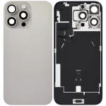 Iphone 16 Pro Max ile Uyumlu Arka Cam Çelik Plakalı Kablosuz NFC Şarj MagSafe Mıknatıs ve El Feneri Esnek ile Uyumlu Full  Doğal Titanyum - Görsel 2