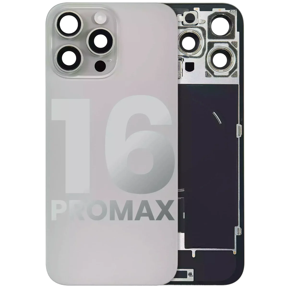 Iphone 16 Pro Max ile Uyumlu Arka Cam Çelik Plakalı Kablosuz NFC Şarj MagSafe Mıknatıs ve El Feneri Esnek ile Uyumlu Full Doğal Titanyum