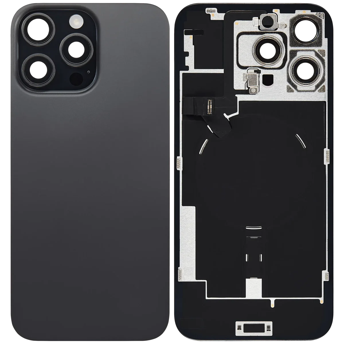Iphone 16 Pro Max ile Uyumlu Arka Cam Çelik Plakalı Kablosuz NFC Şarj MagSafe Mıknatıs ve El Feneri Esnek ile Uyumlu Full  Siyah Titanyum - Görsel 2