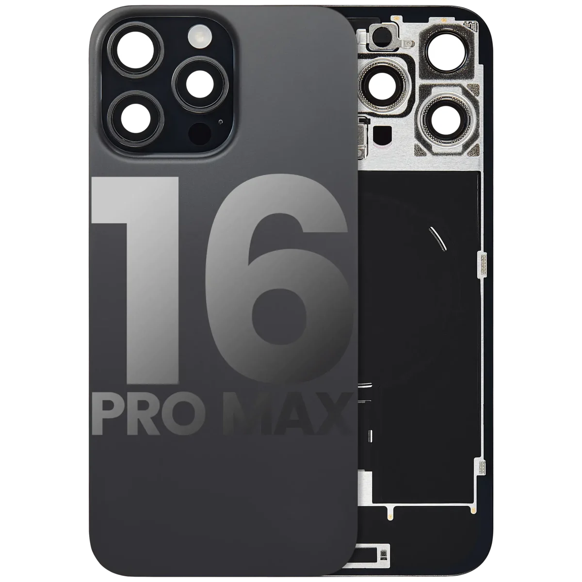 Iphone 16 Pro Max ile Uyumlu Arka Cam Çelik Plakalı Kablosuz NFC Şarj MagSafe Mıknatıs ve El Feneri Esnek ile Uyumlu Full  Siyah Titanyum