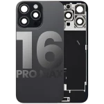 Iphone 16 Pro Max ile Uyumlu Arka Cam Çelik Plakalı Kablosuz NFC Şarj MagSafe Mıknatıs ve El Feneri Esnek ile Uyumlu Full  Siyah Titanyum