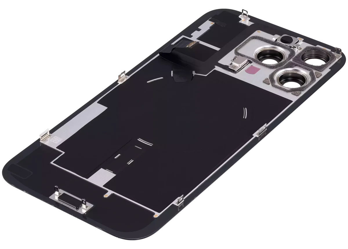Iphone 16 Pro Max ile Uyumlu Arka Cam Çelik Plakalı Kablosuz NFC Şarj MagSafe Mıknatıs ve El Feneri Esnek ile Uyumlu Full Siyah Titanyum - Görsel 5