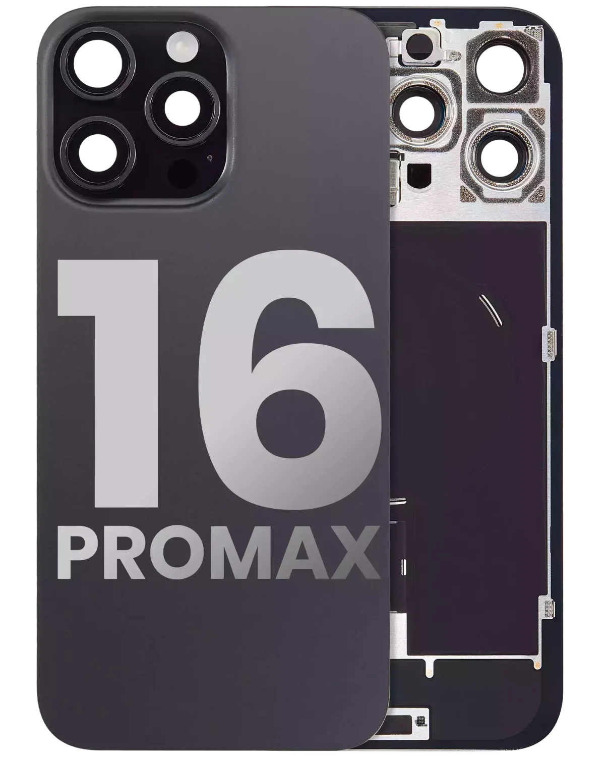 Iphone 16 Pro Max ile Uyumlu Arka Cam Çelik Plakalı Kablosuz NFC Şarj MagSafe Mıknatıs ve El Feneri Esnek ile Uyumlu Full Siyah Titanyum