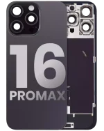 Iphone 16 Pro Max ile Uyumlu Arka Cam Çelik Plakalı Kablosuz NFC Şarj MagSafe Mıknatıs ve El Feneri Esnek ile Uyumlu Full Siyah Titanyum