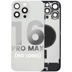 Iphone 16 Pro Max ile Uyumlu Arka Cam Çelik Plakalı MagSafe Mıknatıs Önceden Takılmış Kapak  Beyaz Titanyum