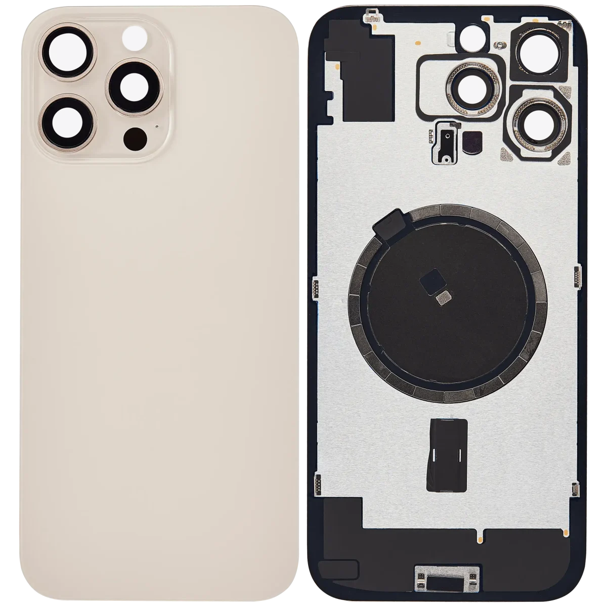 Iphone 16 Pro Max ile Uyumlu Arka Cam Çelik Plakalı MagSafe Mıknatıs Önceden Takılmış Kapak  Çöl Titanyumu - Görsel 2