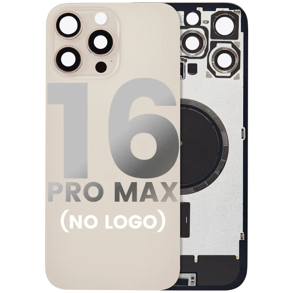 Iphone 16 Pro Max ile Uyumlu Arka Cam Çelik Plakalı MagSafe Mıknatıs Önceden Takılmış Kapak  Çöl Titanyumu