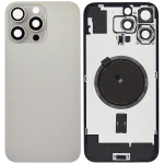 Iphone 16 Pro Max ile Uyumlu Arka Cam Çelik Plakalı MagSafe Mıknatıs Önceden Takılmış Kapak  Doğal Titanyum - Görsel 2