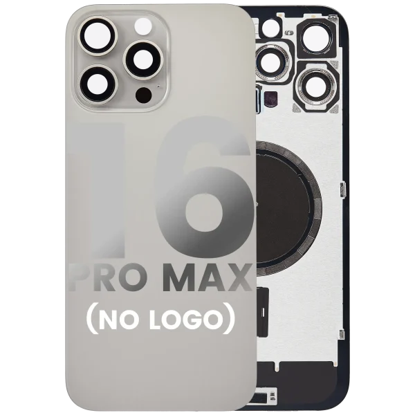 Iphone 16 Pro Max ile Uyumlu Arka Cam Çelik Plakalı MagSafe Mıknatıs Önceden Takılmış Kapak  Doğal Titanyum