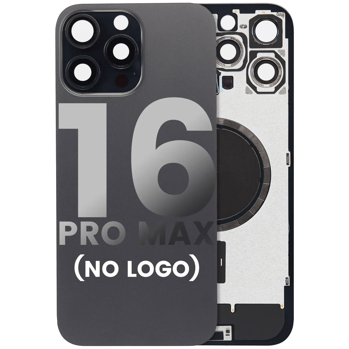 Iphone 16 Pro Max ile Uyumlu Arka Cam Çelik Plakalı MagSafe Mıknatıs Önceden Takılmış Kapak  Siyah Titanyum