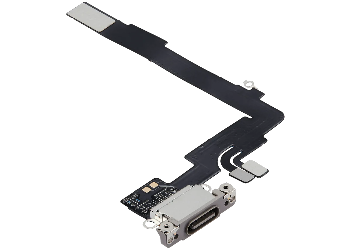 Iphone 16 Pro Max ile Uyumlu Şarj Portu Esnek Kablosu Aftermarket Plus Doğal Titanyum - Görsel 4