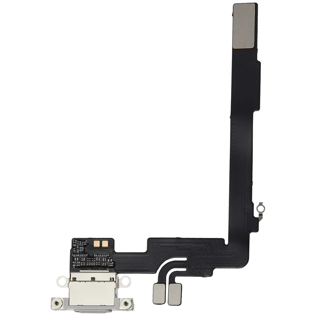 Iphone 16 Pro Max ile Uyumlu Şarj Portu Esnek Kablosu Aftermarket Plus ile Uyumlu Beyaz Titanyum