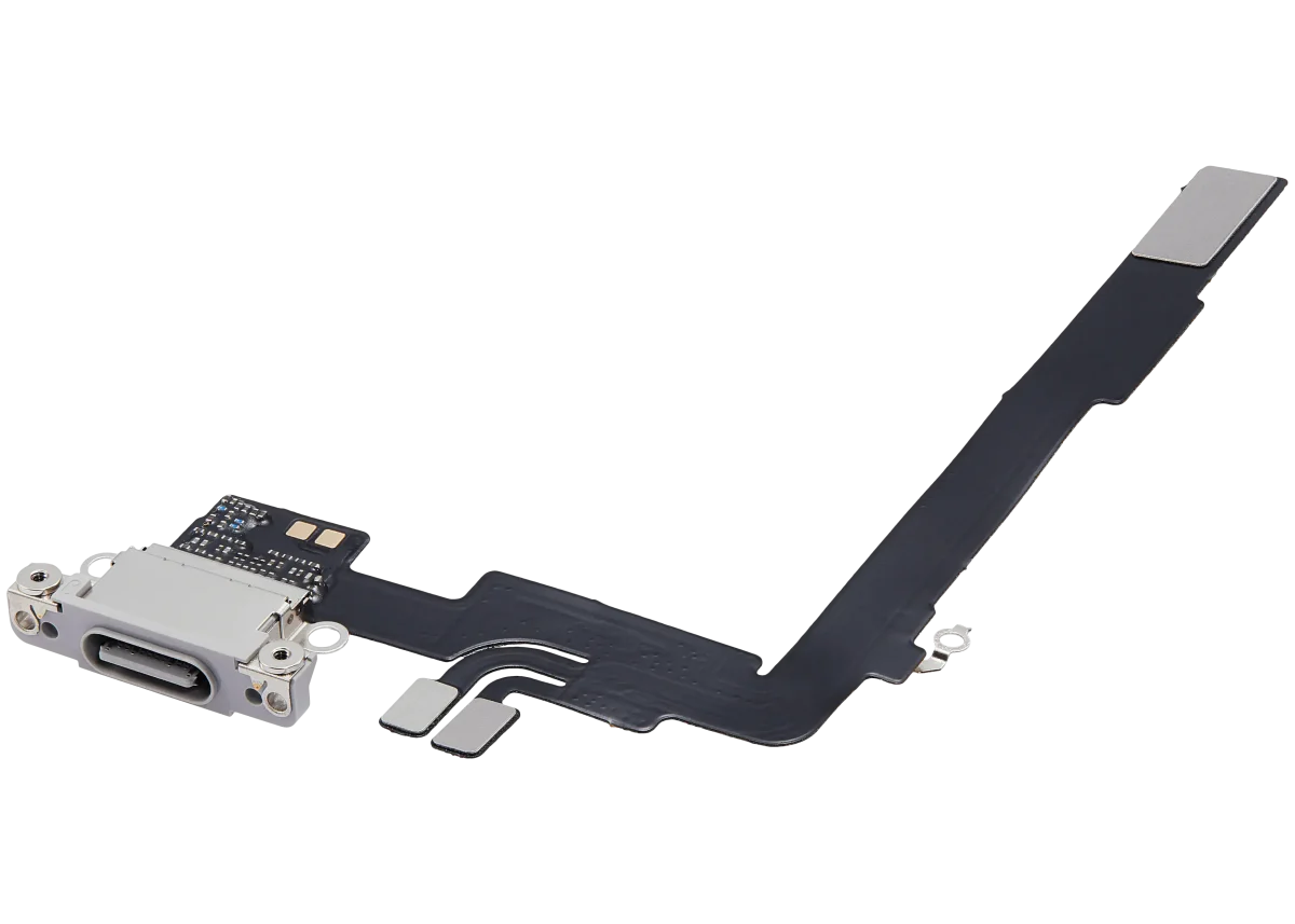 Iphone 16 Pro Max ile Uyumlu Şarj Portu Esnek Kablosu Aftermarket Plus ile Uyumlu Beyaz Titanyum - Görsel 4