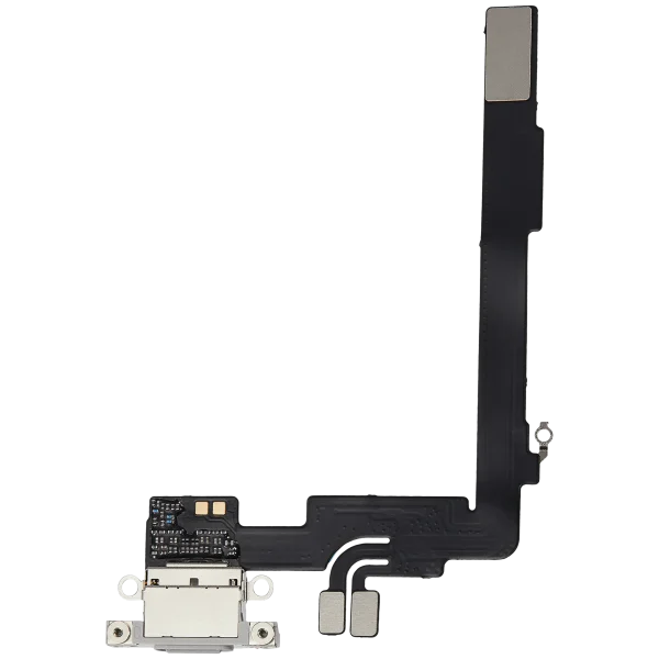 Iphone 16 Pro Max ile Uyumlu Şarj Portu Esnek Kablosu Aftermarket Plus ile Uyumlu Beyaz Titanyum