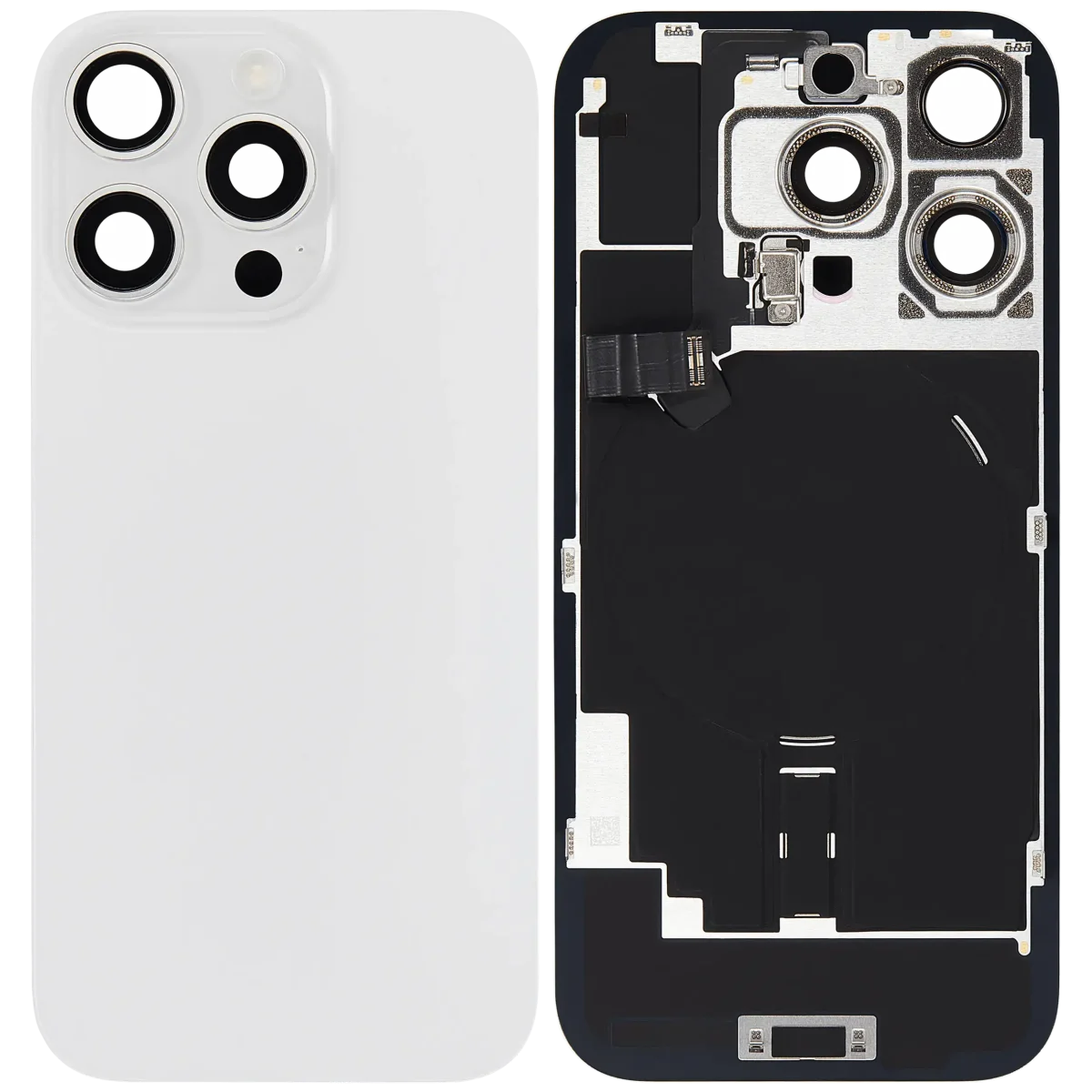 Iphone 16 Pro ile Uyumlu Arka Cam Çelik Plakalı Kablosuz NFC Şarj MagSafe Mıknatıs ve El Feneri Esnek ile Uyumlu Full  Beyaz Titanyum - Görsel 2