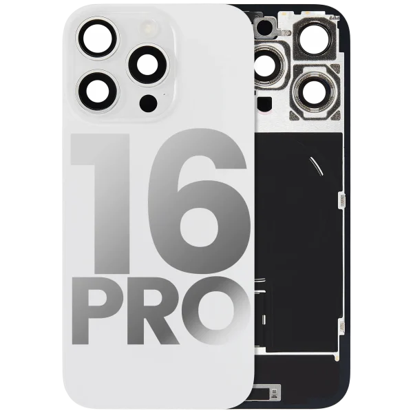 Iphone 16 Pro ile Uyumlu Arka Cam Çelik Plakalı Kablosuz NFC Şarj MagSafe Mıknatıs ve El Feneri Esnek ile Uyumlu Full  Beyaz Titanyum