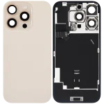 Iphone 16 Pro ile Uyumlu Arka Cam Çelik Plakalı Kablosuz NFC Şarj MagSafe Mıknatıs ve El Feneri Esnek ile Uyumlu Full  Çöl Titanyumu - Görsel 2