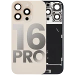 Iphone 16 Pro ile Uyumlu Arka Cam Çelik Plakalı Kablosuz NFC Şarj MagSafe Mıknatıs ve El Feneri Esnek ile Uyumlu Full  Çöl Titanyumu