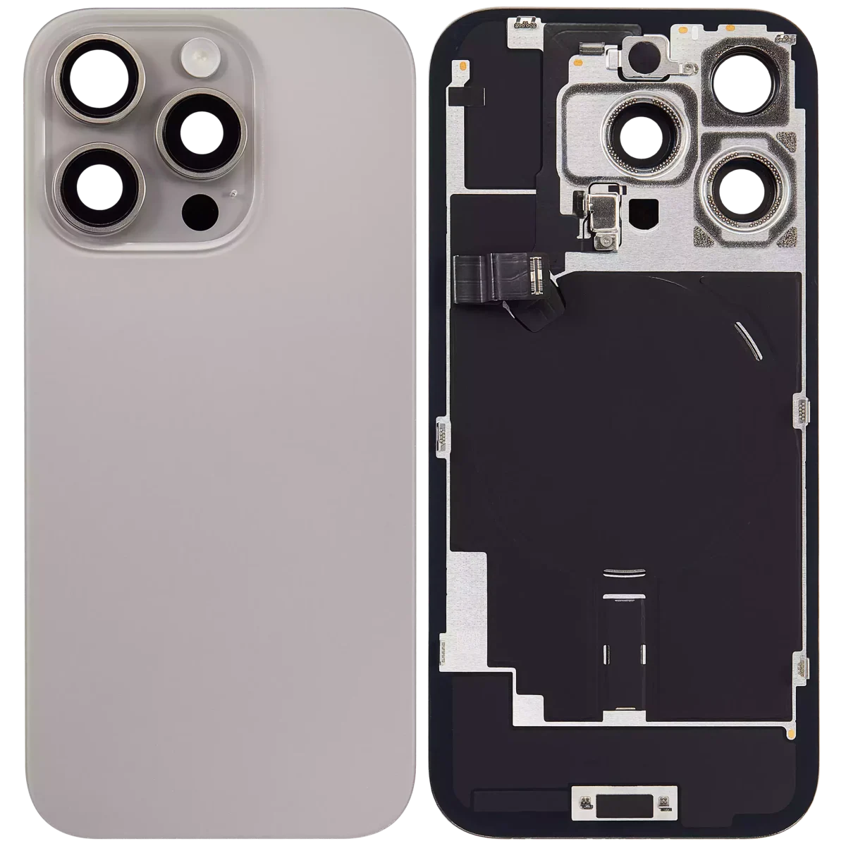 Iphone 16 Pro ile Uyumlu Arka Cam Çelik Plakalı Kablosuz NFC Şarj MagSafe Mıknatıs ve El Feneri Esnek ile Uyumlu Full Doğal Titanyum - Görsel 2