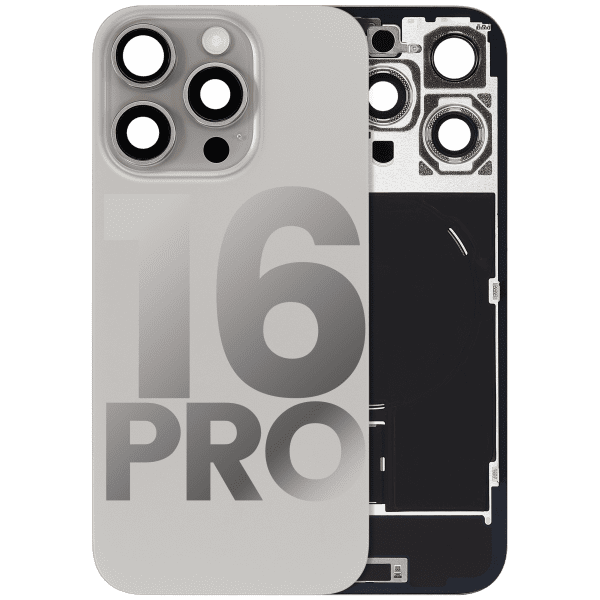 Iphone 16 Pro ile Uyumlu Arka Cam Çelik Plakalı Kablosuz NFC Şarj MagSafe Mıknatıs ve El Feneri Esnek ile Uyumlu Full  Doğal Titanyum