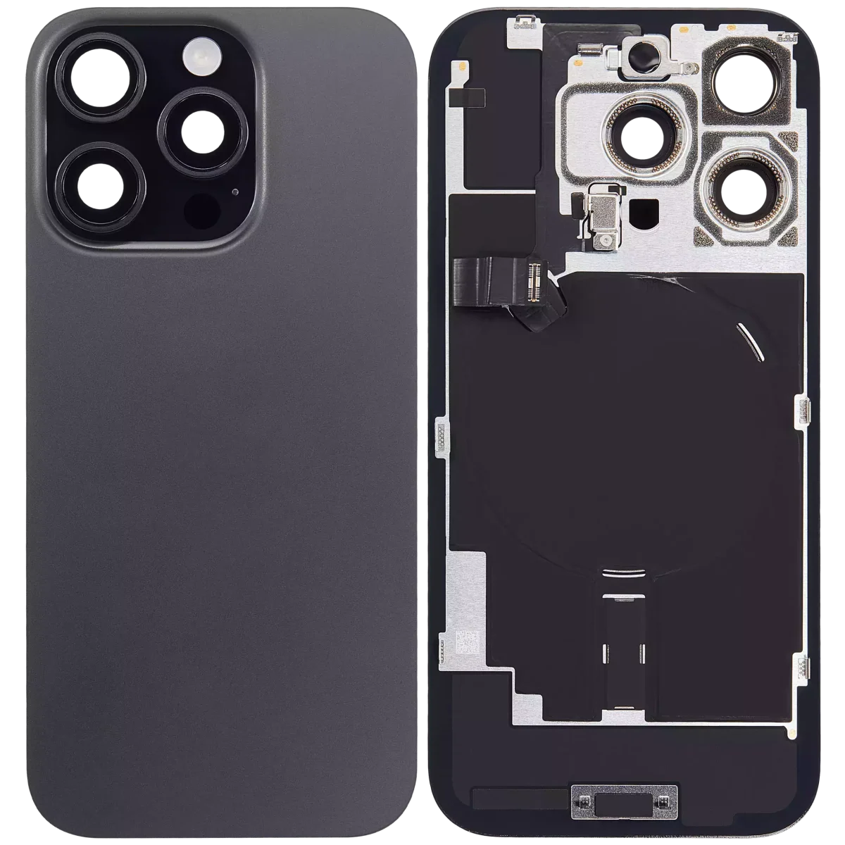 Iphone 16 Pro ile Uyumlu Arka Cam Çelik Plakalı Kablosuz NFC Şarj MagSafe Mıknatıs ve El Feneri Esnek ile Uyumlu Full Siyah Titanyum - Görsel 2