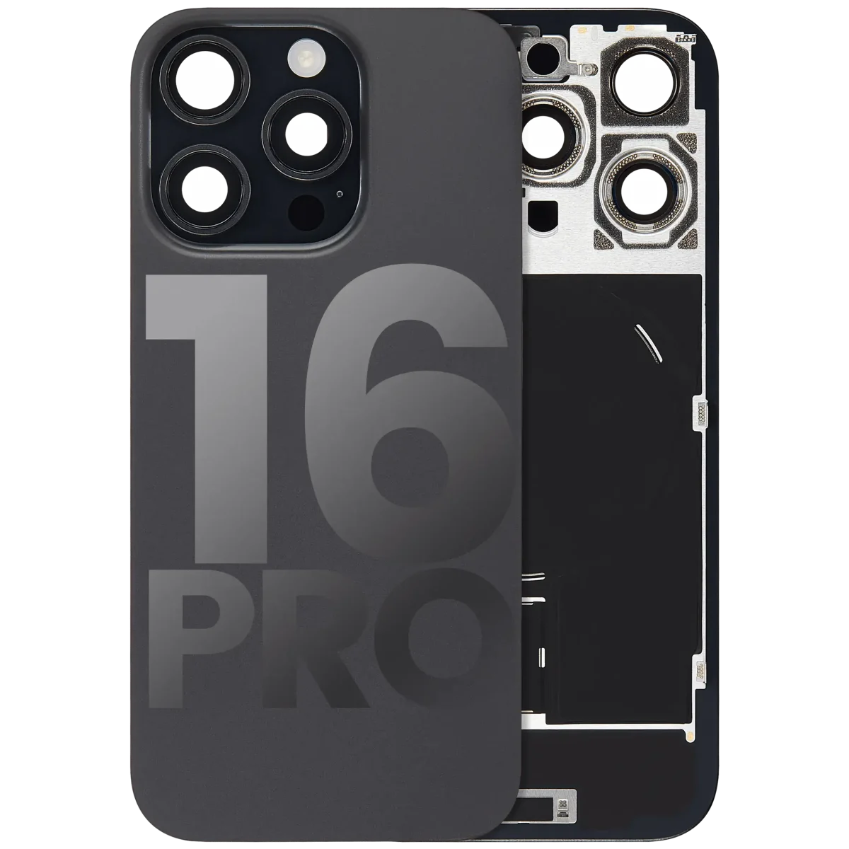 Iphone 16 Pro ile Uyumlu Arka Cam Çelik Plakalı Kablosuz NFC Şarj MagSafe Mıknatıs ve El Feneri Esnek ile Uyumlu Full  Siyah Titanyum
