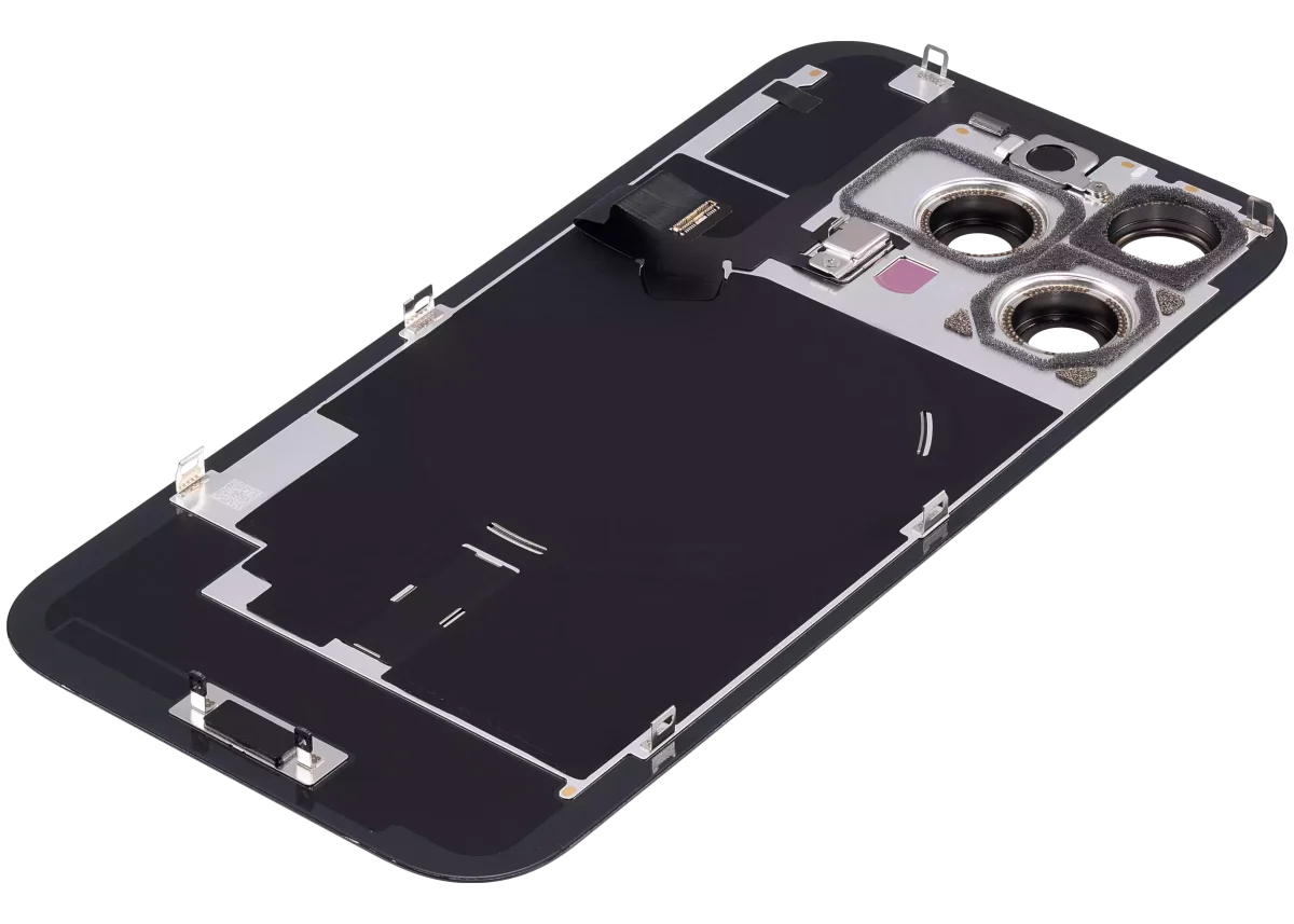 Iphone 16 Pro ile Uyumlu Arka Cam Çelik Plakalı Kablosuz NFC Şarj MagSafe Mıknatıs ve El Feneri Esnek ile Uyumlu Full Siyah Titanyum - Görsel 5