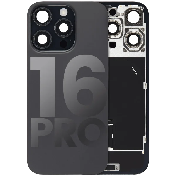 Iphone 16 Pro ile Uyumlu Arka Cam Çelik Plakalı Kablosuz NFC Şarj MagSafe Mıknatıs ve El Feneri Esnek ile Uyumlu Full  Siyah Titanyum