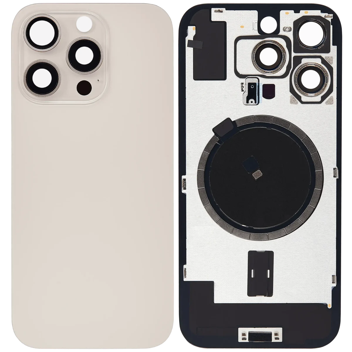 Iphone 16 Pro ile Uyumlu Arka Cam Çelik Plakalı MagSafe Mıknatıs Önceden Takılmış Kapak  Çöl Titanyumu - Görsel 2