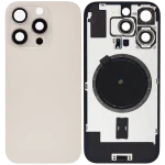 Iphone 16 Pro ile Uyumlu Arka Cam Çelik Plakalı MagSafe Mıknatıs Önceden Takılmış Kapak  Çöl Titanyumu - Görsel 2