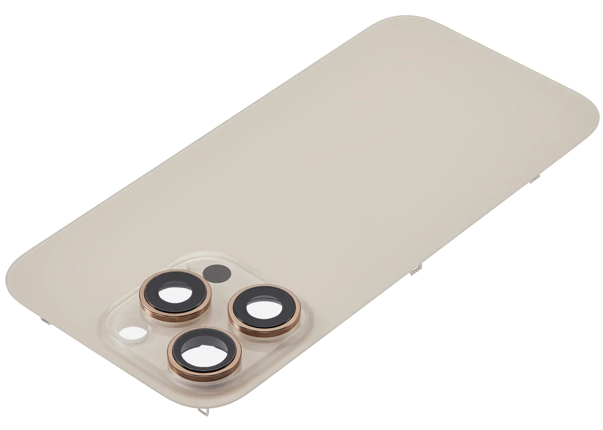 Iphone 16 Pro ile Uyumlu Arka Cam Çelik Plakalı MagSafe Mıknatıs Önceden Takılmış Kapak  Çöl Titanyumu - Görsel 5