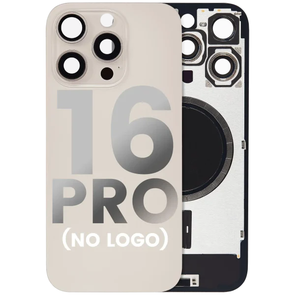 Iphone 16 Pro ile Uyumlu Arka Cam Çelik Plakalı MagSafe Mıknatıs Önceden Takılmış Kapak  Çöl Titanyumu