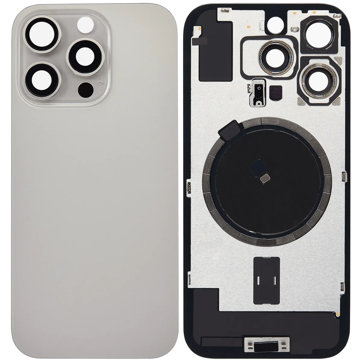 Iphone 16 Pro ile Uyumlu Arka Cam Çelik Plakalı MagSafe Mıknatıs Önceden Takılmış Kapak  Doğal Titanyum - Görsel 2