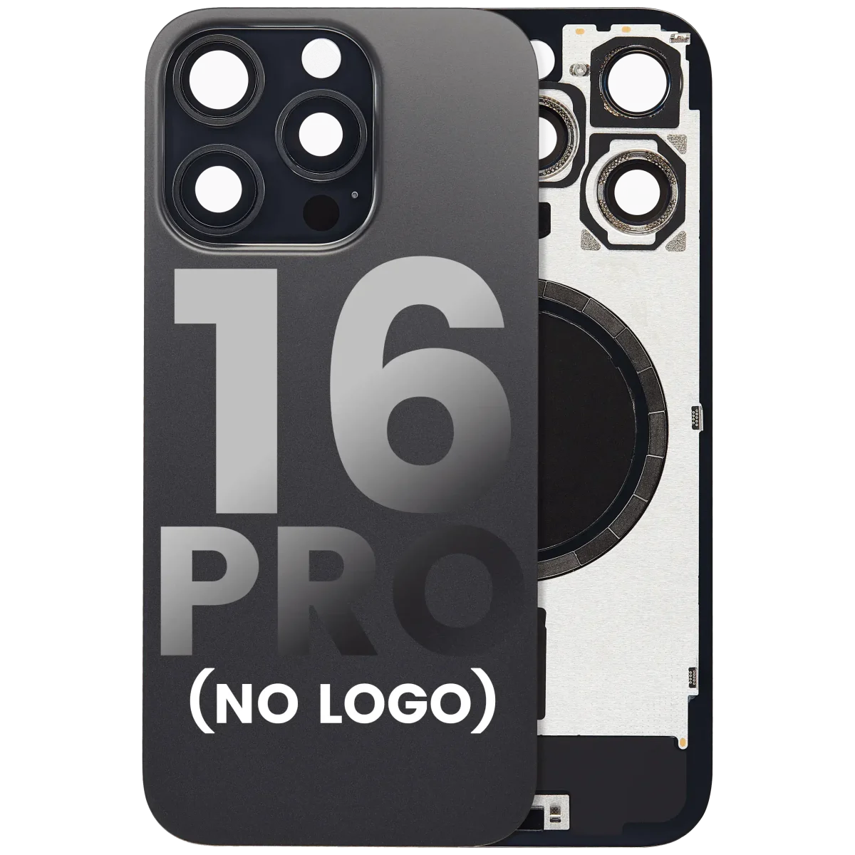 Iphone 16 Pro ile Uyumlu Arka Cam Çelik Plakalı MagSafe Mıknatıs Önceden Takılmış Kapak  Siyah Titanyum