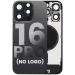 Iphone 16 Pro ile Uyumlu Arka Cam Çelik Plakalı MagSafe Mıknatıs Önceden Takılmış Kapak  Siyah Titanyum