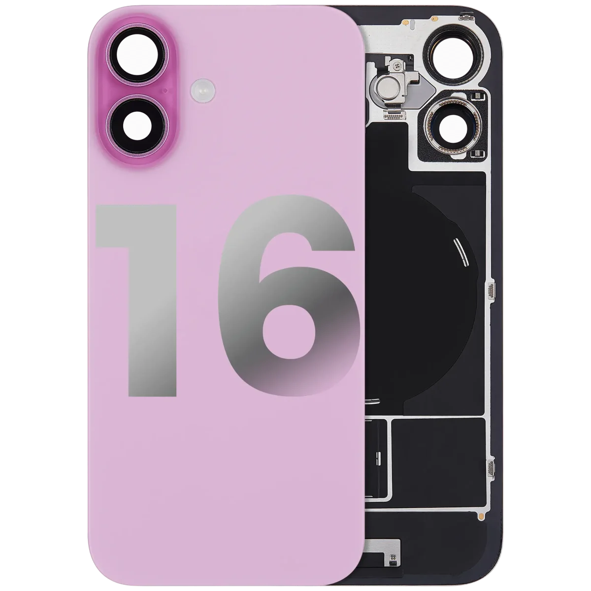 Iphone 16 ile Uyumlu Arka Cam Çelik Plakalı Kablosuz NFC Şarj MagSafe Mıknatıs ve El Feneri Esnek ile Uyumlu Full  Rose