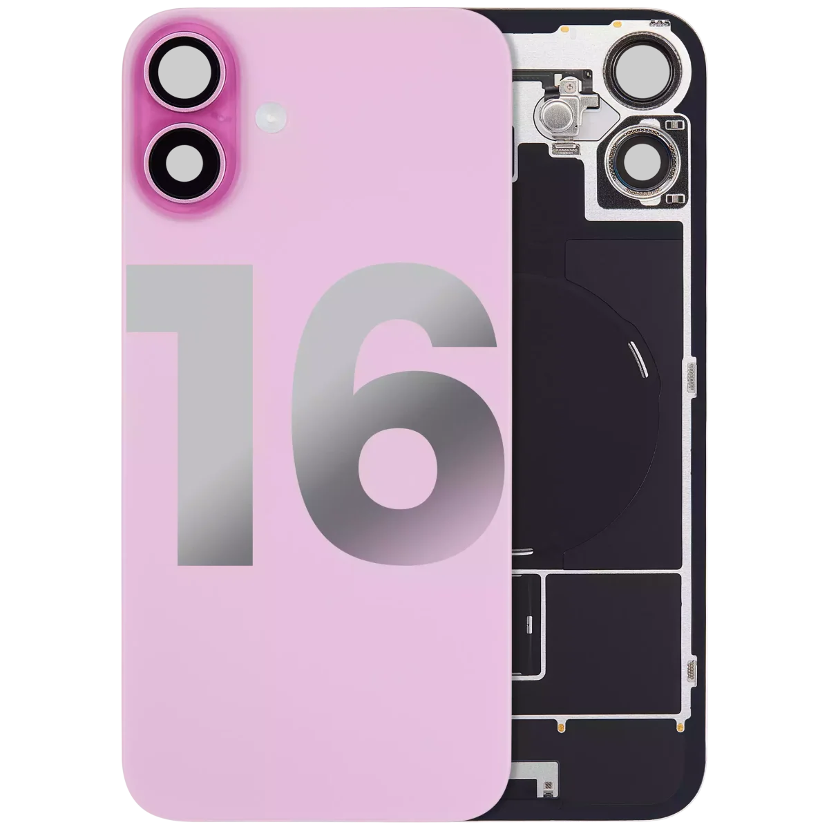 Iphone 16 ile Uyumlu Arka Cam Çelik Plakalı Kablosuz NFC Şarj MagSafe Mıknatıs ve El Feneri Esnek ile Uyumlu Full Rose